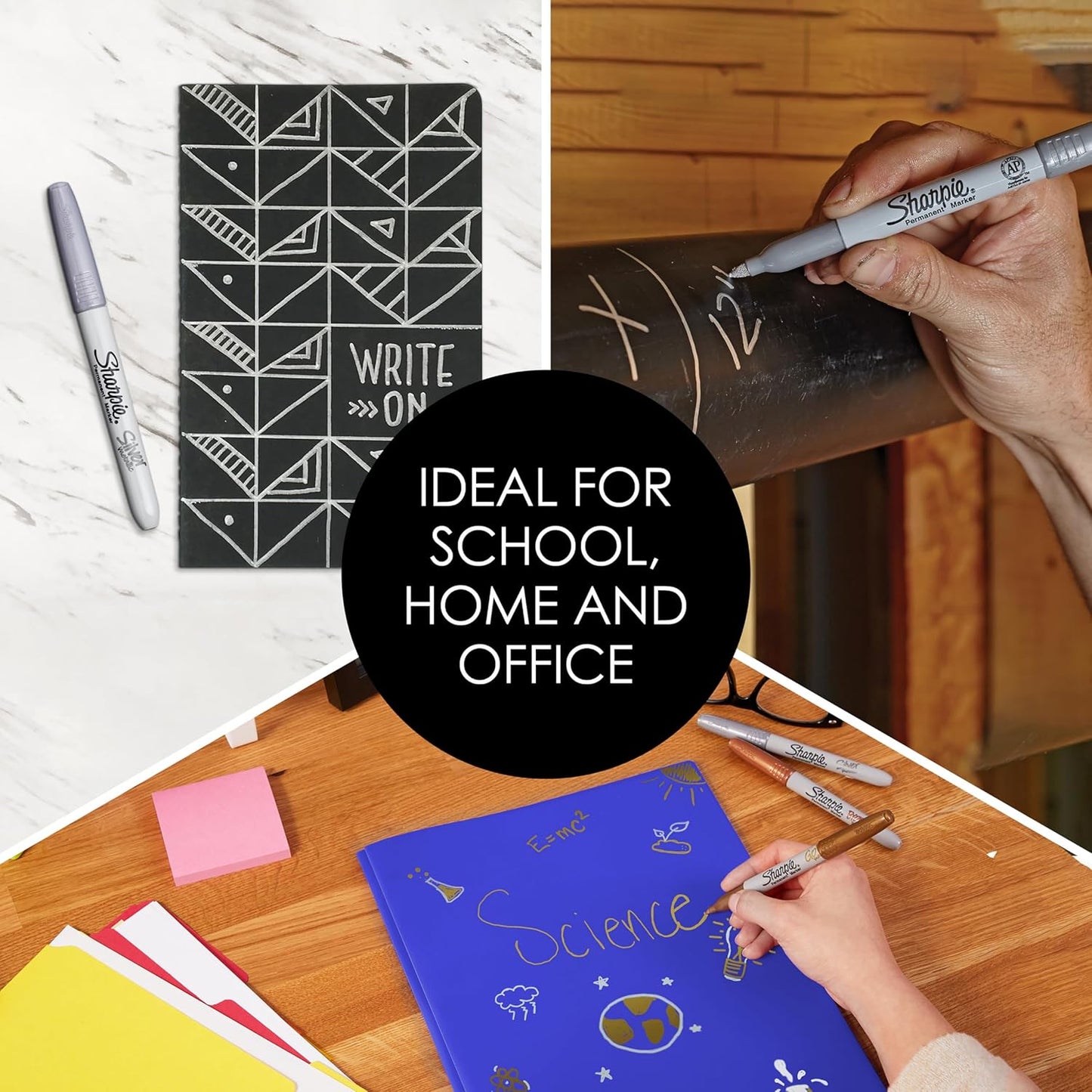 Sharpie Permanent Markers | Fine Point for Bold Details | Assorted Metallic Colours | 3 Marker Pens