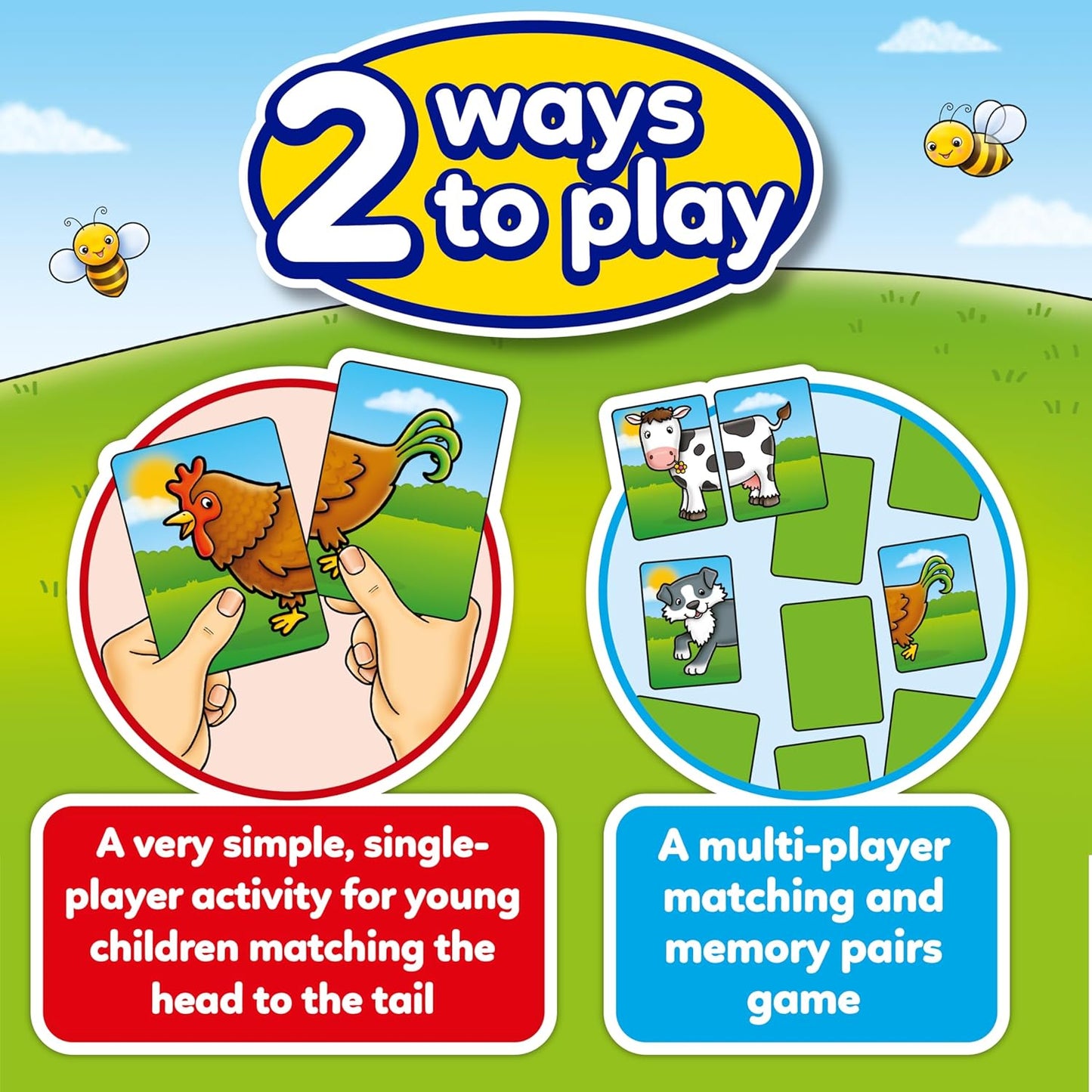 Orchard Toys Farmyard Heads and Tails Game, Memory & Matching Pairs Card Game, Educational Games and Toys for Toddler and Preschool, 18-Month-Old and Up