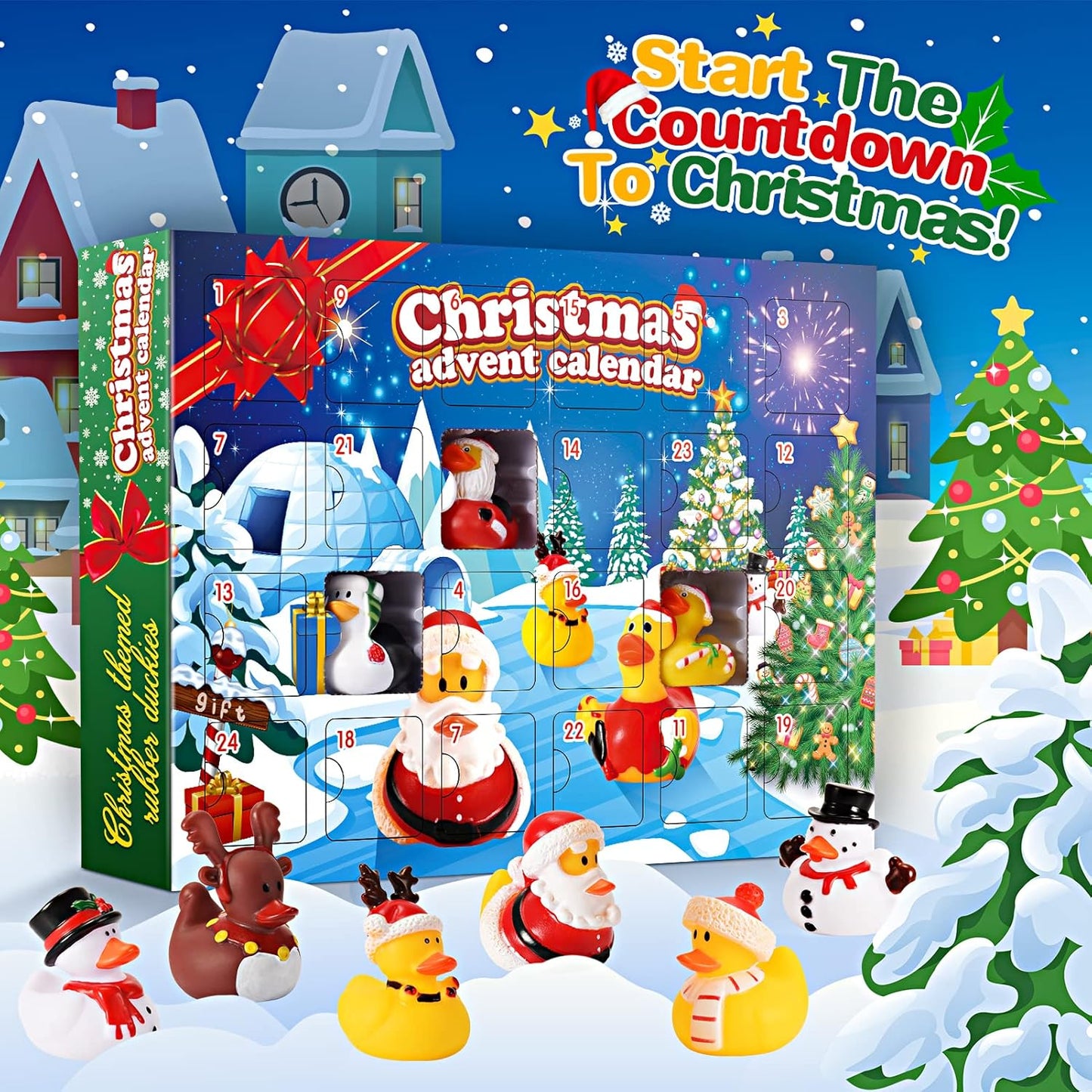 Gralal Advent Calendar 2025 Kids, Rubber Duck Bath Toys 24 Days Christmas Countdown Calendar 2025 Christmas Xmas Gifts for Kids Eve Gifts for 3-9 Year Old Girls Toys for 3-10 Year Old Boys