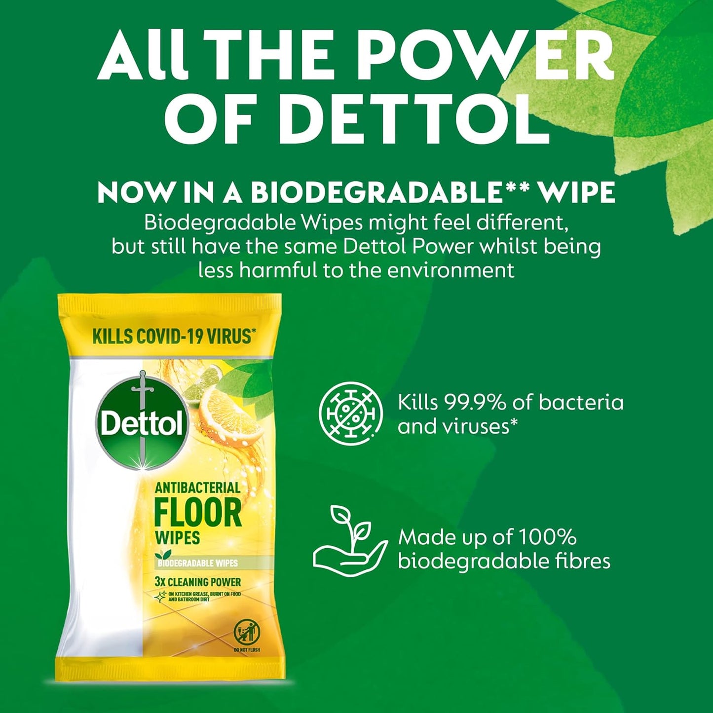 Dettol Antibacterial Citrus Floor Wipes, 150 Biodegradable Disinfectant Sheets (6X25) For Laminate, Wood, Total Clean Freshness