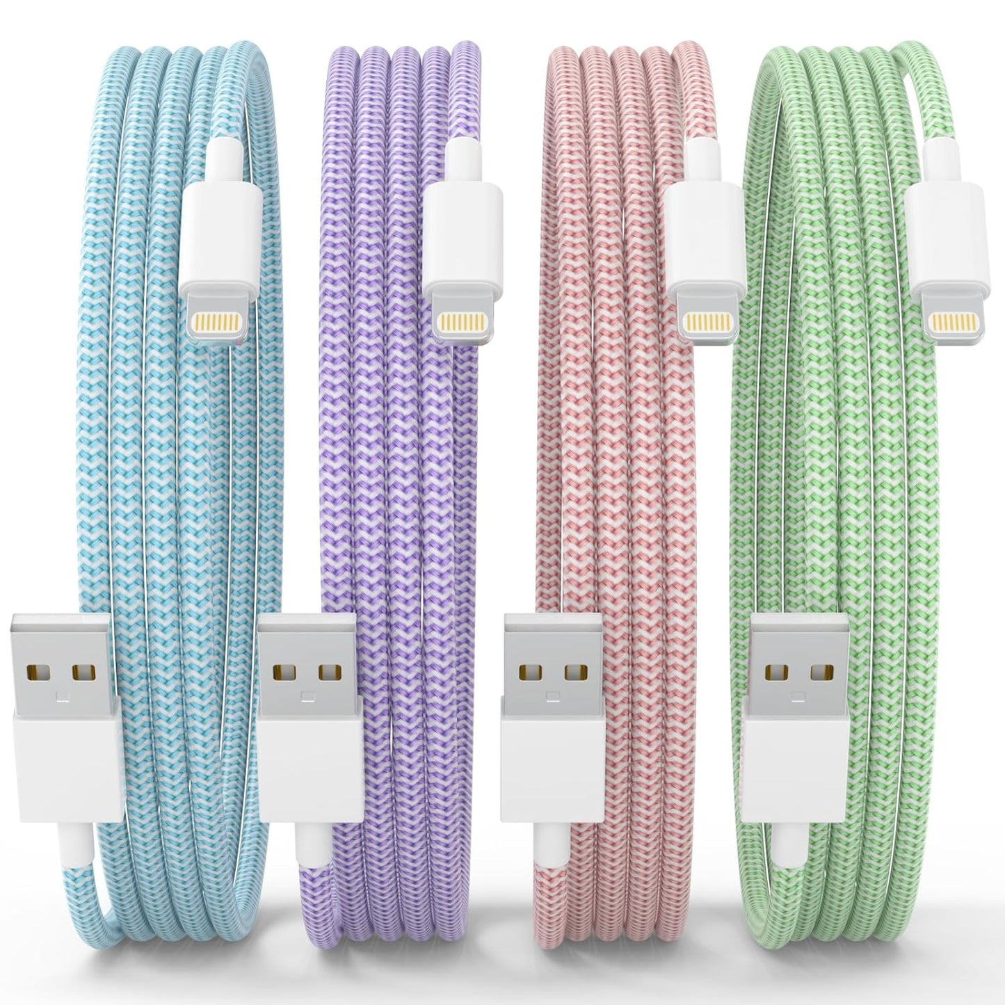 iPhone Charger Cable 4Pack 6FT [MFi Certified] USB A to Lightning Cable Nylon Braided i Phone Fast Charging Cord Long i Phone Charger for iPhone 14 13 12 11 Pro/Pro Max/Plus/mini/X/XR/XS/SE/8/7/6/6S