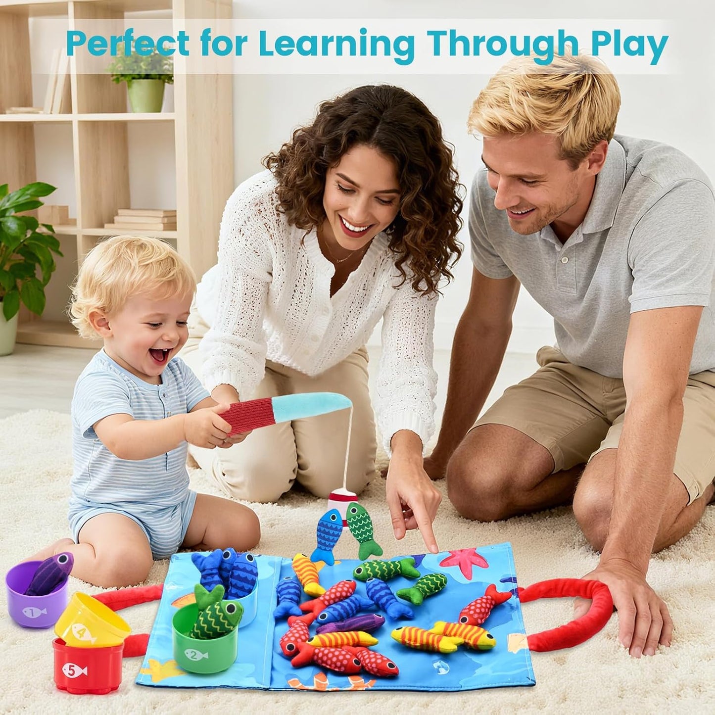 Baby Toys for 1 2 3 Year Old Boys Girls - Montessori Toys for 1 2 3 Year Old 10 in 1 Multifunctional Fabric Fishing Game for Kids Toddler Baby Gifts Learning Birthday Xmas Stocking Fillers