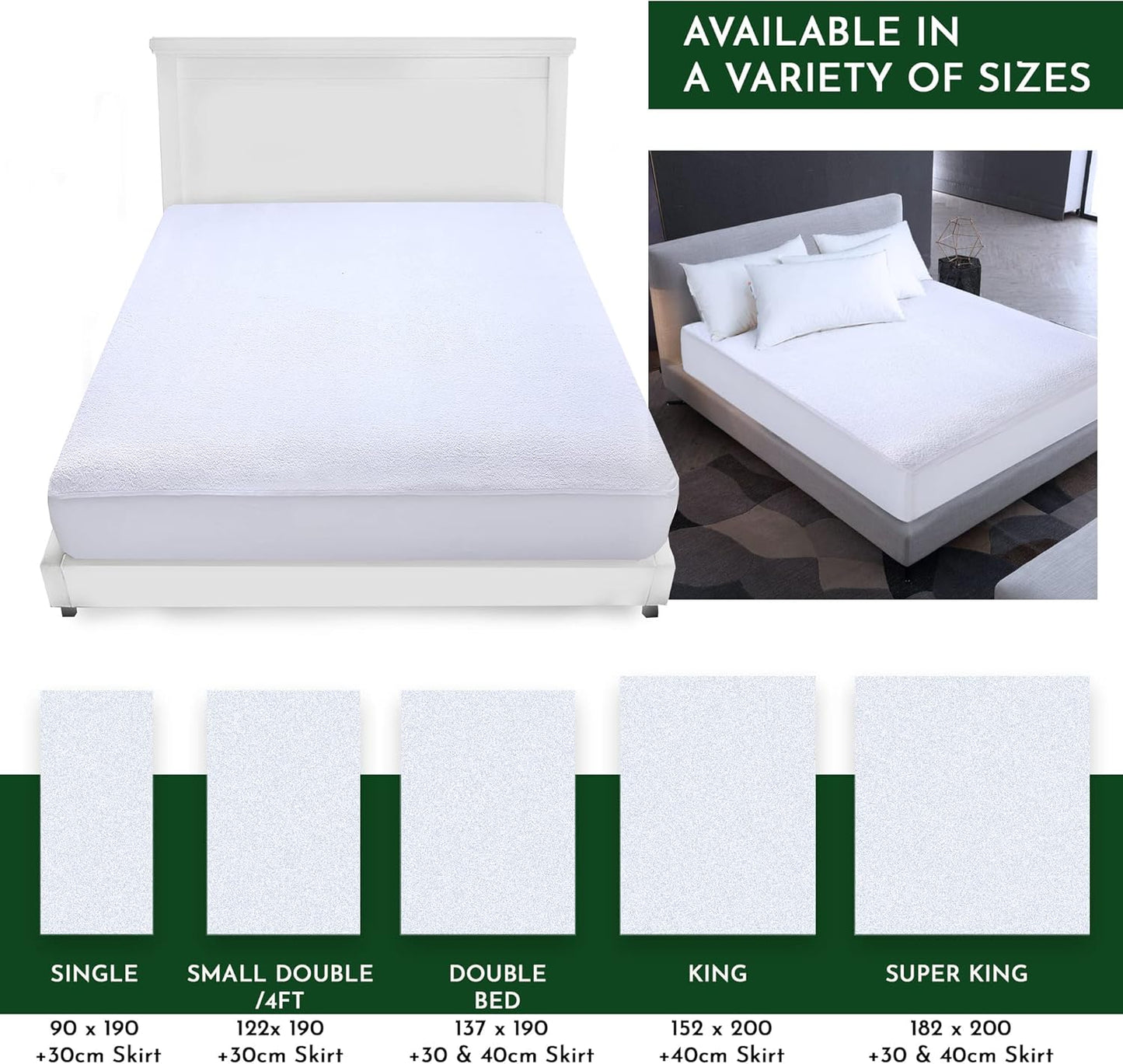 Caroline Shatuik Waterproof Mattress Protector King |40cm Extra Deep Fitted King Size Waterproof Bed Protector Topper | Non Noisy & Breathable Mattress Cover King Size Bed(152 X 200 +40CM)