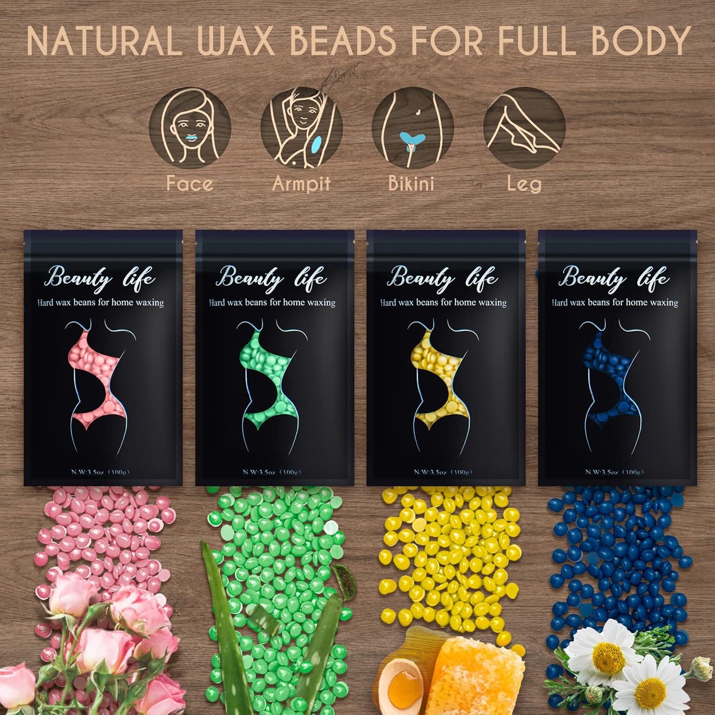 Madors Waxing Kit for Women Heating Ring Wax Warmer Wax Kit for Hair Removal Intelligent Temperature Control Wax Machine with Hard Wax Beads (Black)