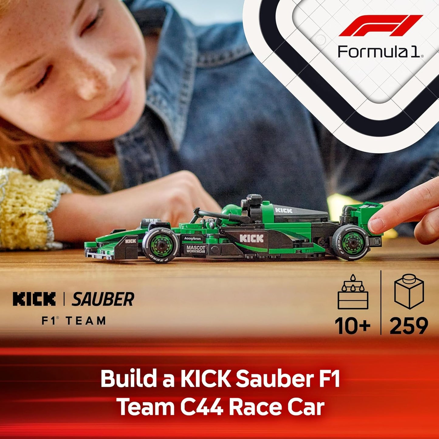 LEGO Speed Champions KICK Sauber F1 Team C44 Race Car Toy with a Collectible Formula 1 Driver Minifigure - Model Kits for 10+ Year Old Boys & Girls or Adult Motorsport Fans 77247