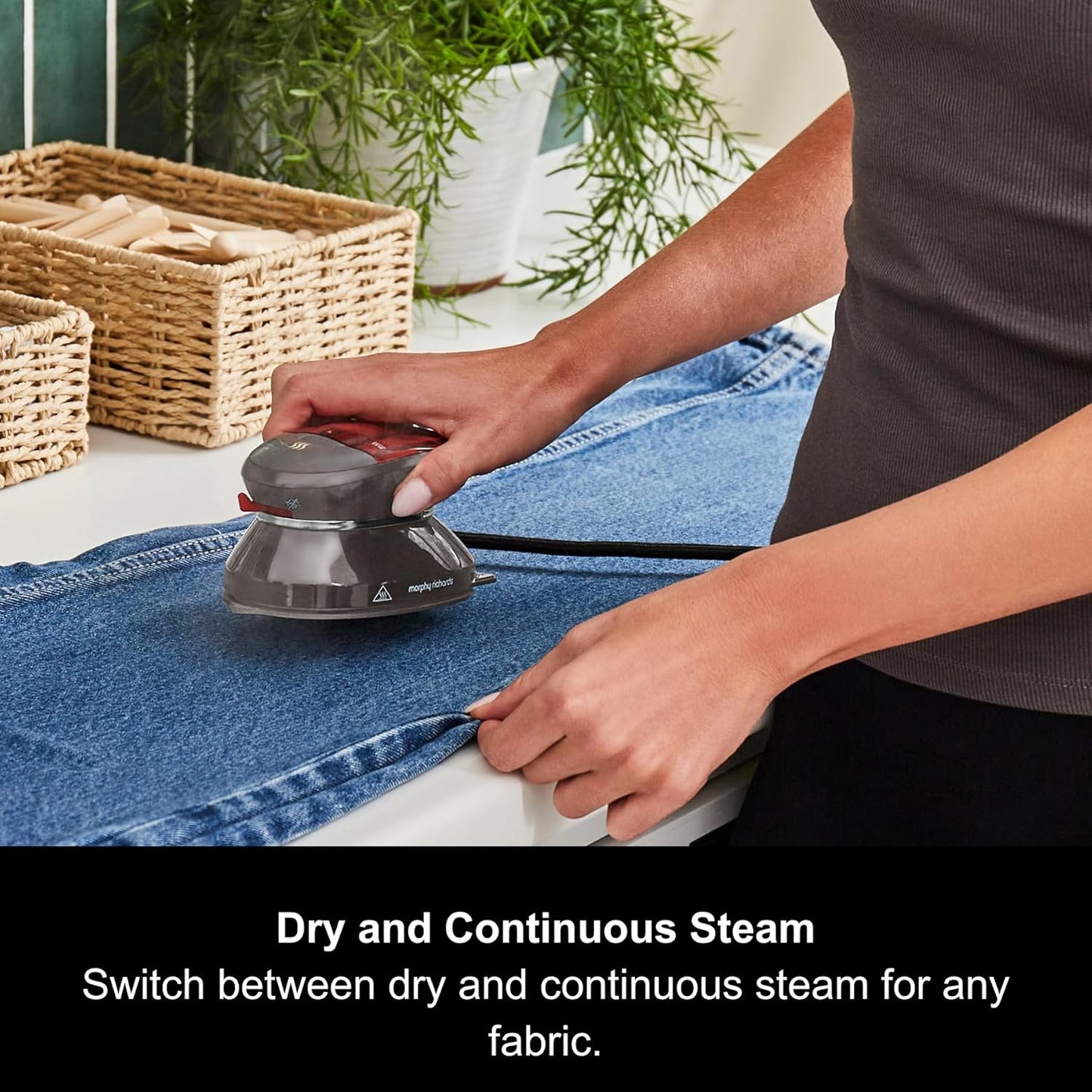 Morphy Richards Compact Travel Iron, Non Stick Soleplate, 5 to 10g Steam Rate, Fast Heat Up, 40ml Water Tank, Dual Voltage 115v to 230v, 400W, Grey, 304000