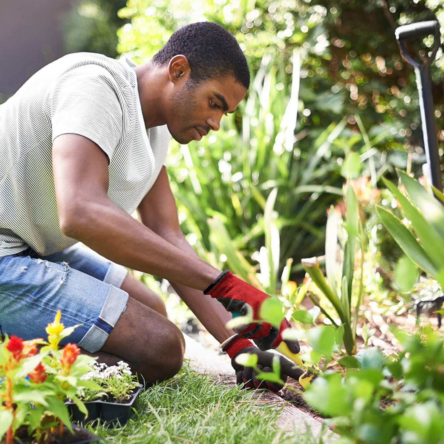 PROGANDA Gardening Gloves 3 Pairs Ultra-Grip Work Gloves Non-Slip Latex Coated Colourful Garden Gloves Verstile for House Car Cleaning Fishing Outdoor Tasks