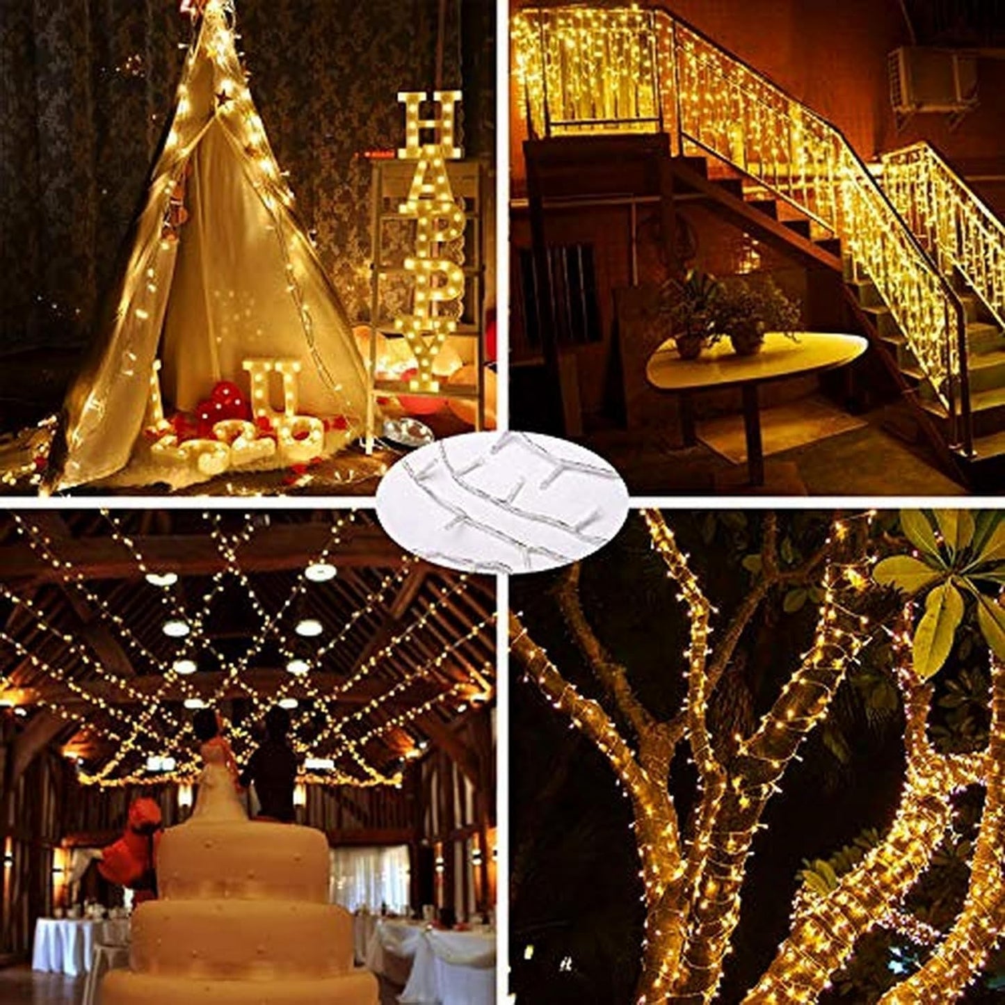 String Lights Mains Powered, 120 LED 12M/40Ft Fairy Lights Waterproof，with 8 Modes Remote Control Fairy Lights Indoor/Outdoor for Garden, Gazebo, Party, Wedding, Christmas Decorations (Warm White)