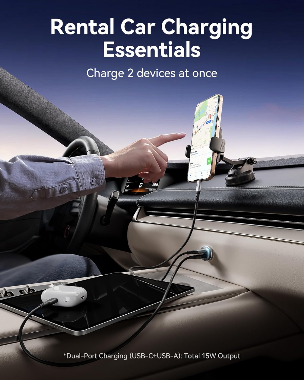 INIU Car Charger, Cigarette Lighter USB Charger Total 60W [USB C 30W+USB A 30W] 12V USB Socket, PD3.0 Fast Charge Car Phone Charger Metal Adapter for iPhone 16 15 14 13 12 Pro Max iPad Samsung Google