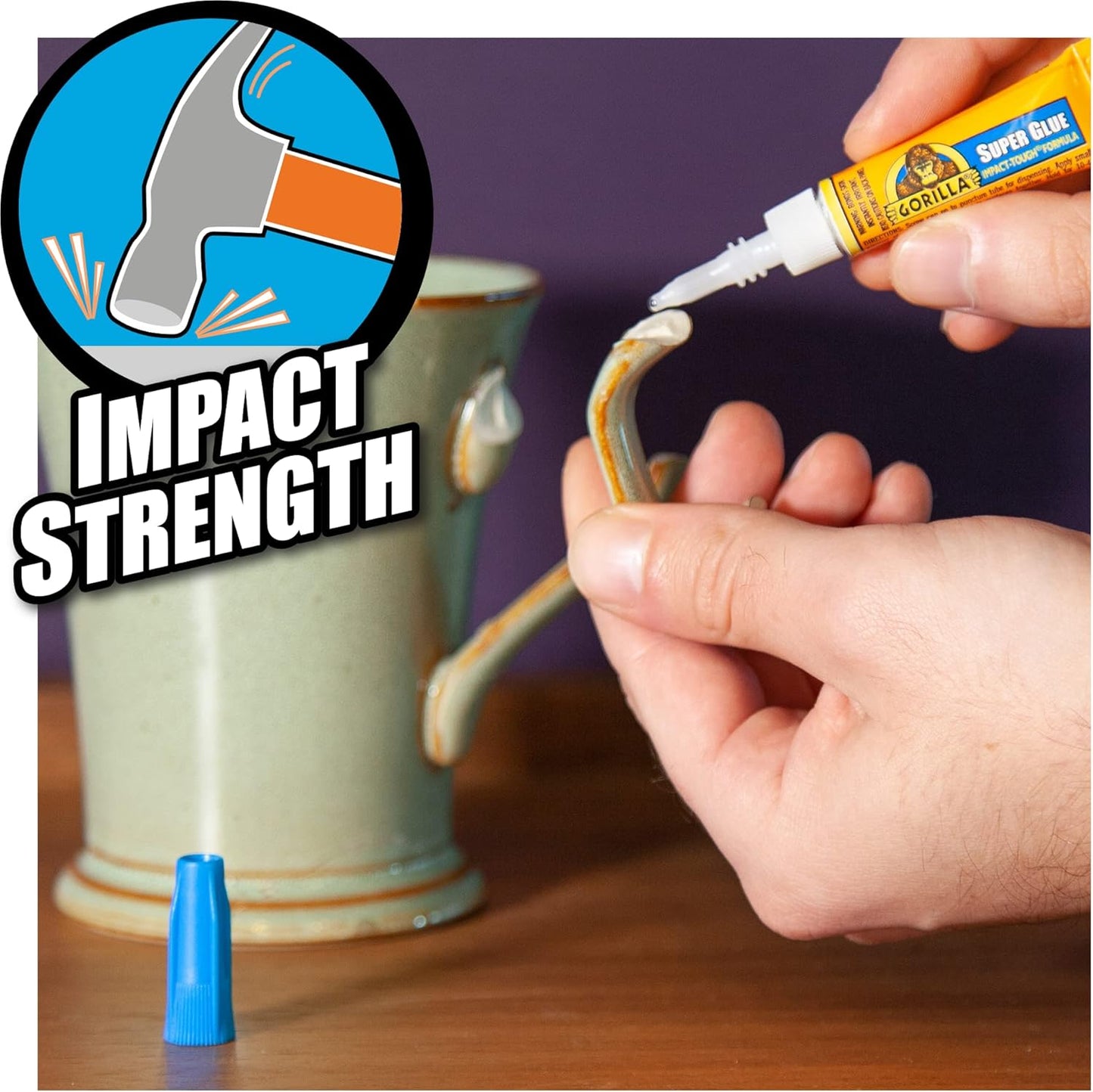 Gorilla Super Glue, 15g – All Purpose, Impact Tough & Fast Setting with Anti-Clog Cap Ideal for Metal, Ceramics, Leather & More