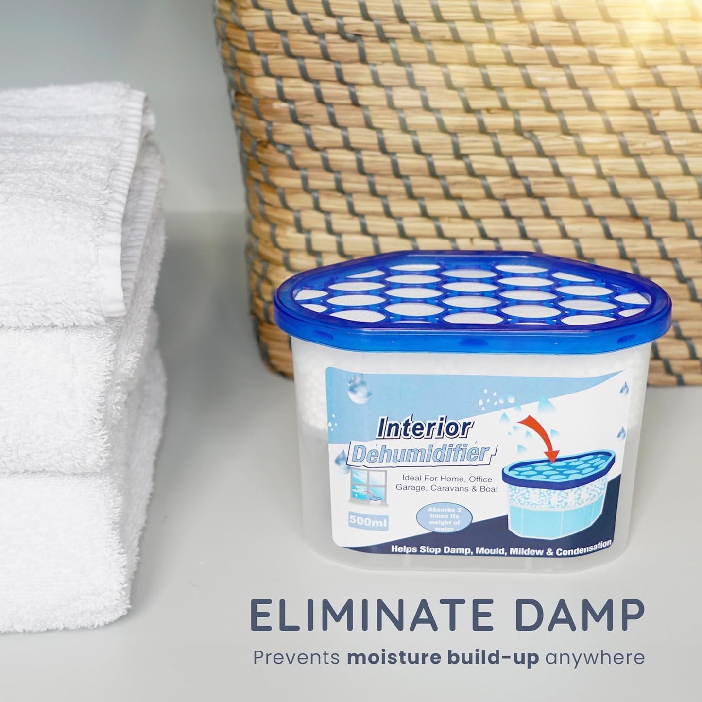 CUQOO Disposable Dehumidifier for Home 500ml, Pack of 10 Moisture Absorber Dehumidifiers for Damp, Mould, Kitchen, Wardrobe, Bedroom, Caravan, Office, Garage, Bathroom - Mini Condensation Absorbers