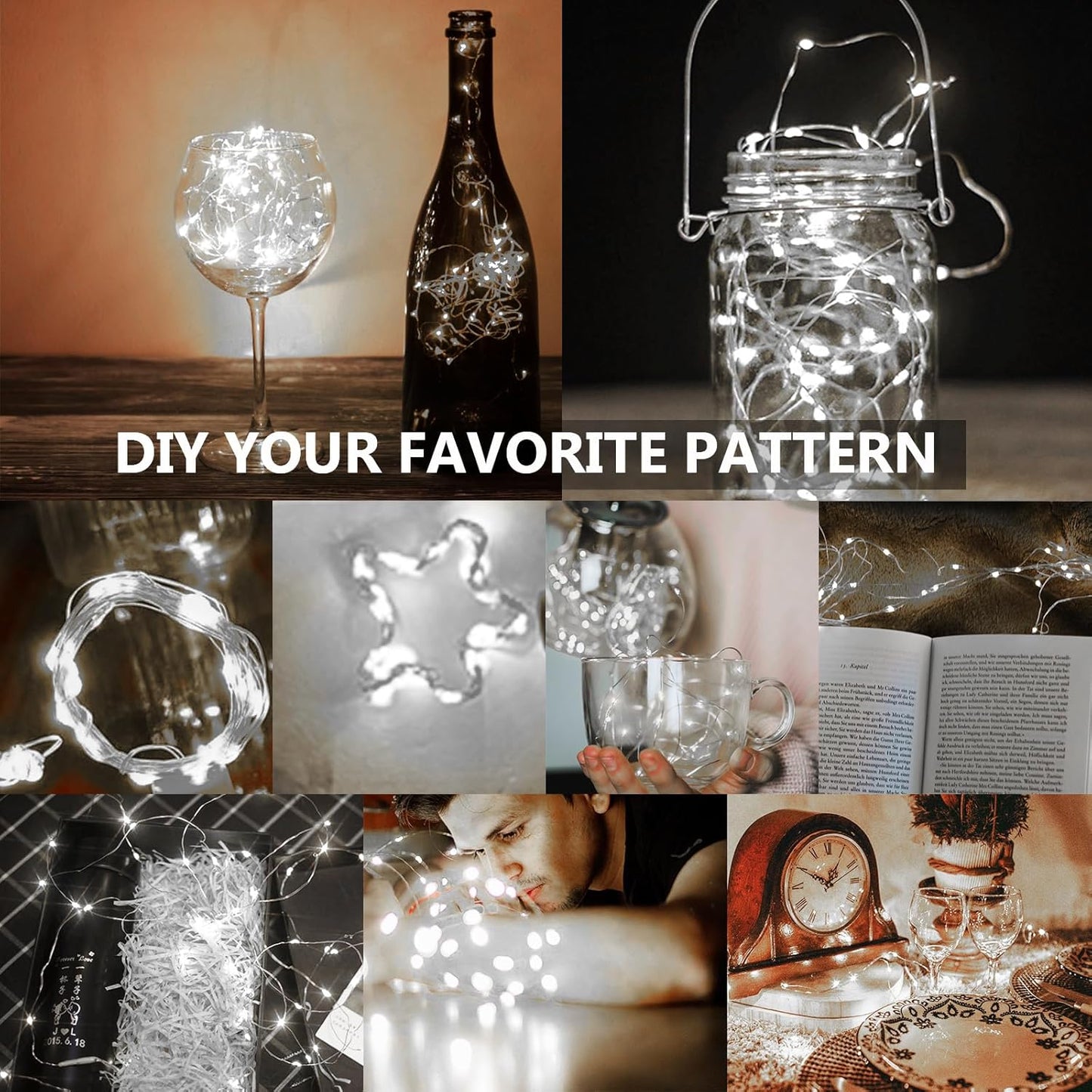 Jsdoin Fairy Lights, 6 Pack 2m 20 Led Battery Operated String Lights Copper Wire Light for Indoor Outdoor Lighting, Bedroom, Wedding Decor, Party, Christmas, Tree Decoration (Cool White)