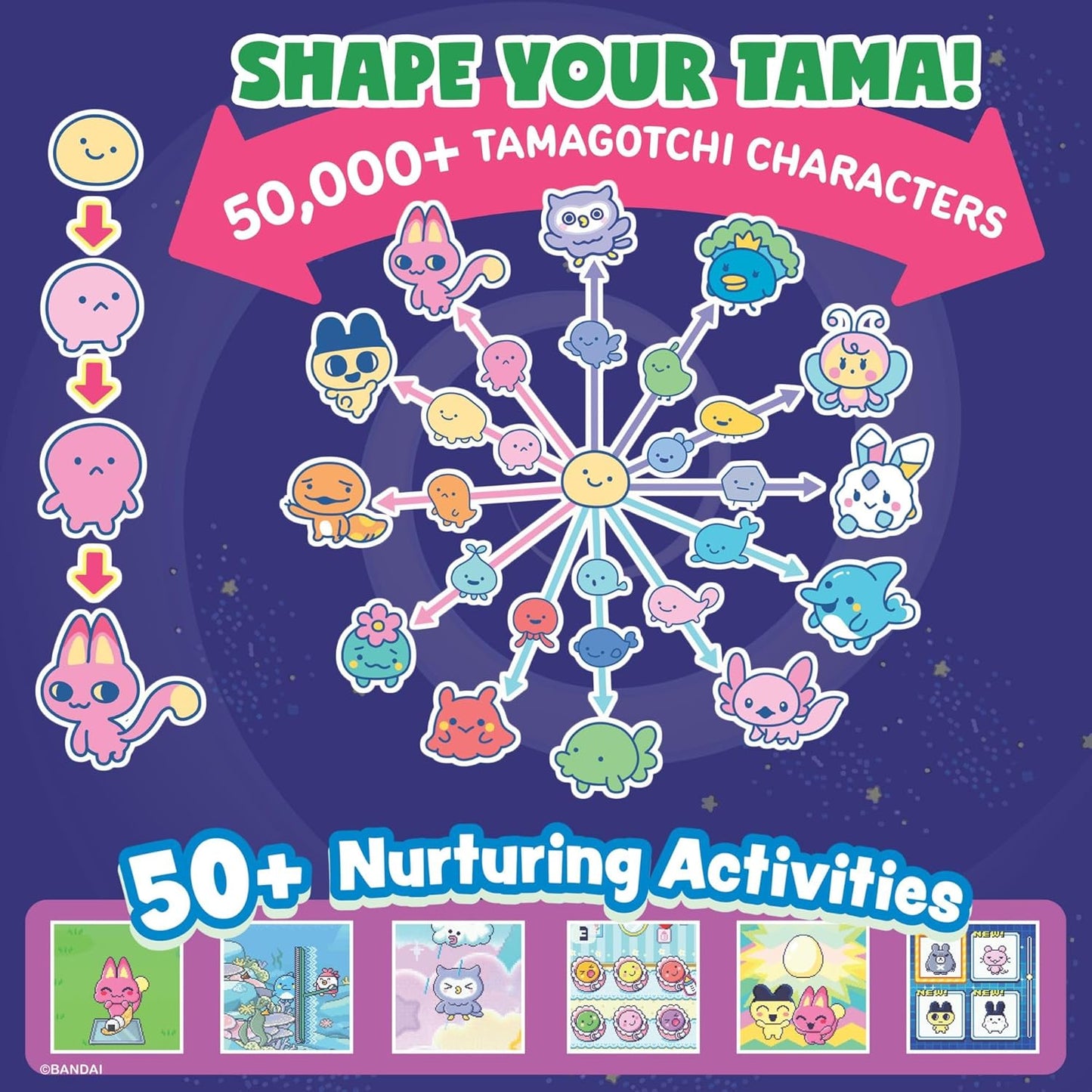 Bandai Tamagotchi Paradise Digital Pet Blue Water Shell | Evolved Electronic Pet Toy With Zooming Worlds | Tamagotchi Paradise Virtual Pets For Kids And Adults Make Fun Gifts For Girls And Boys