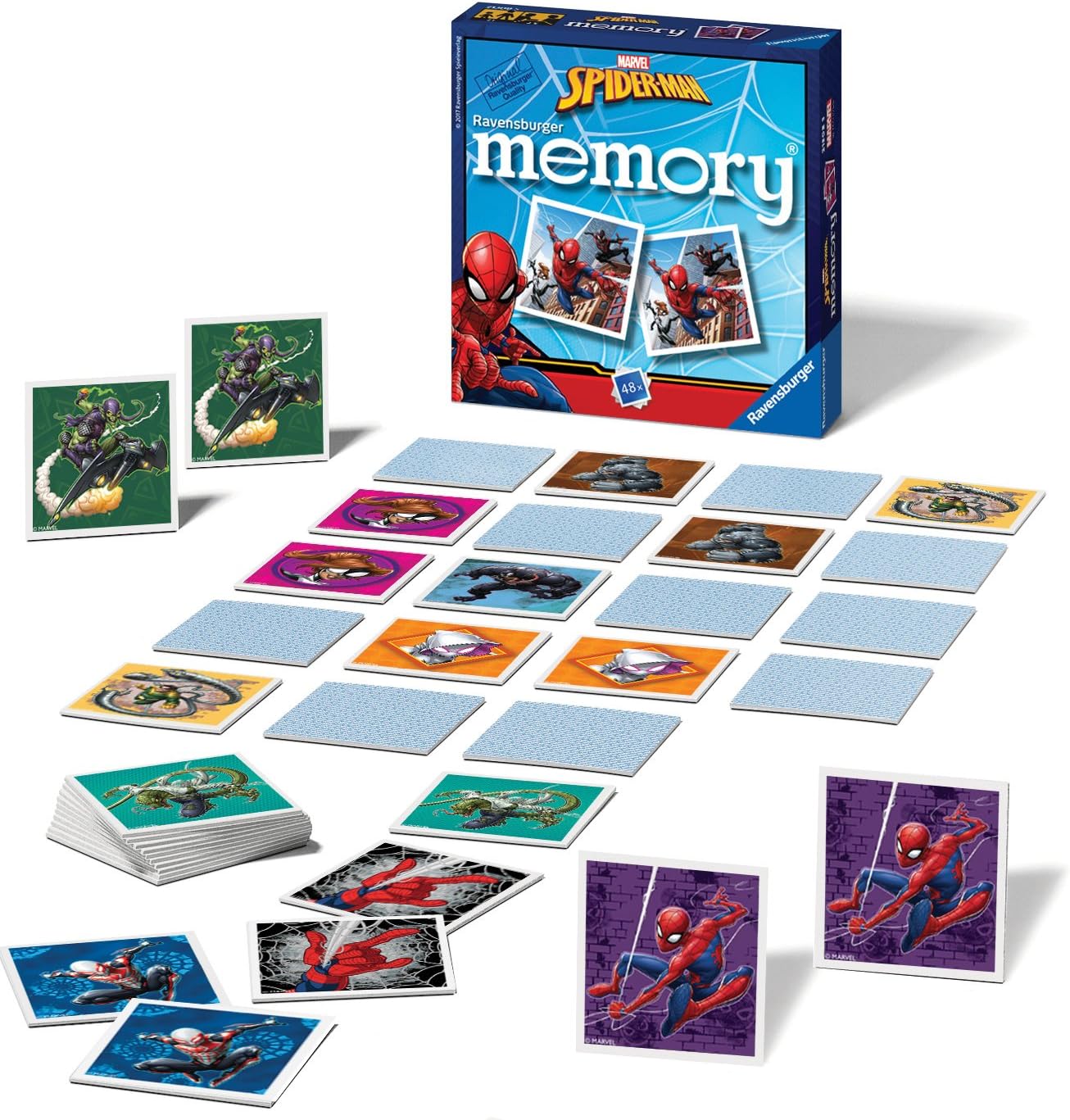 Ravensburger Marvel Spiderman Mini Memory Game - Matching Picture Snap Pairs Game For Kids Age 3 Years and Up