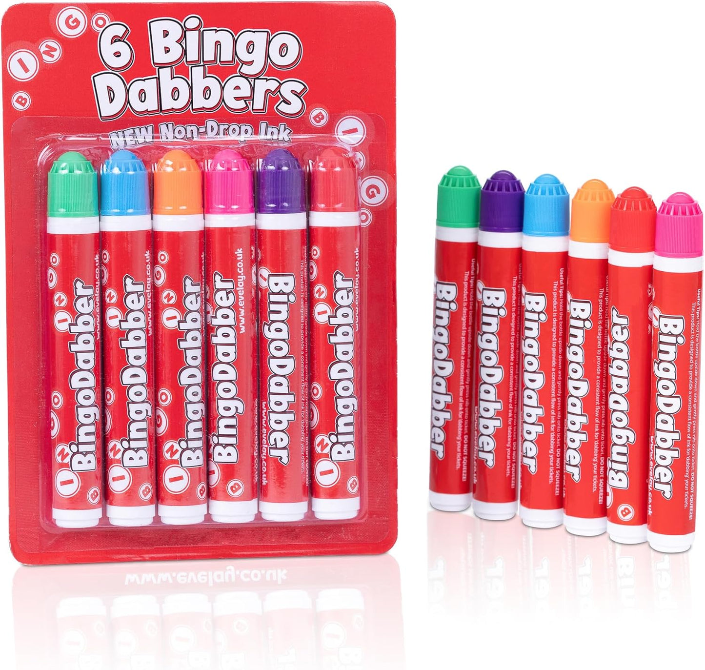 evelay Bingo Dabbers Markers Mixed Colours Pens for Bingo Tickets Games - Pack of 6