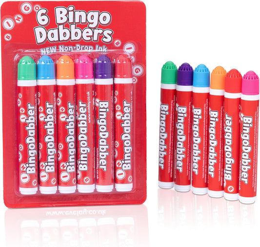 evelay Bingo Dabbers Markers Mixed Colours Pens for Bingo Tickets Games - Pack of 6