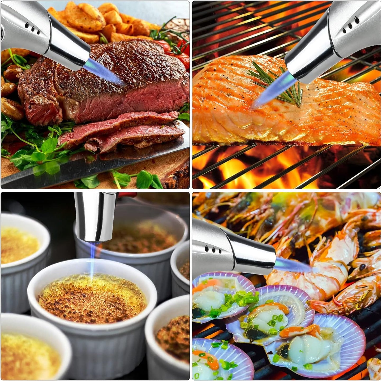 TBTeek Blow Torch, Fit All Tanks Kitchen Blow Torch with Safety Lock & Adjustable Flame for Cooking, BBQ, Baking, Brulee, Creme, DIY Soldering(Butane Not Included)