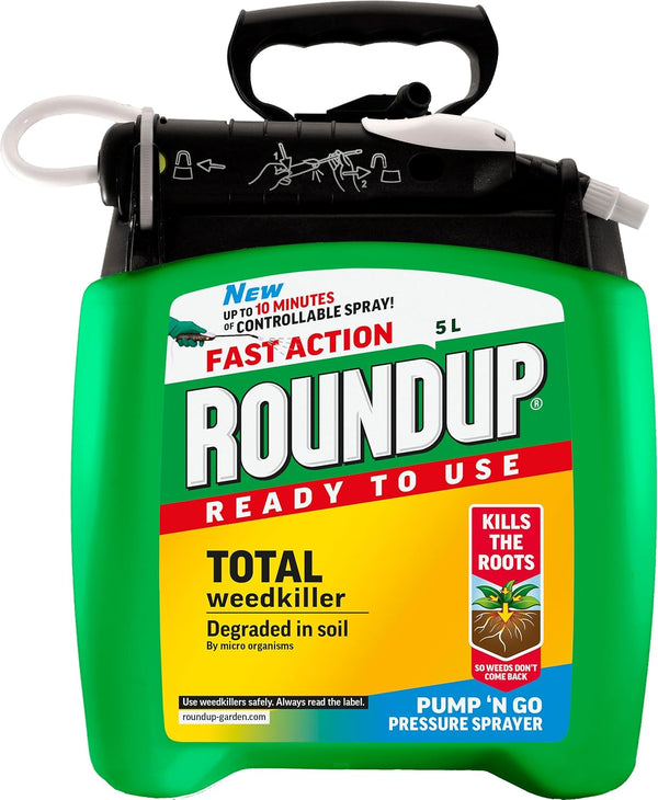 Roundup 119407 Fast Action Weedkiller Pump 'N Go Ready To Use Spray, 5 Litre
