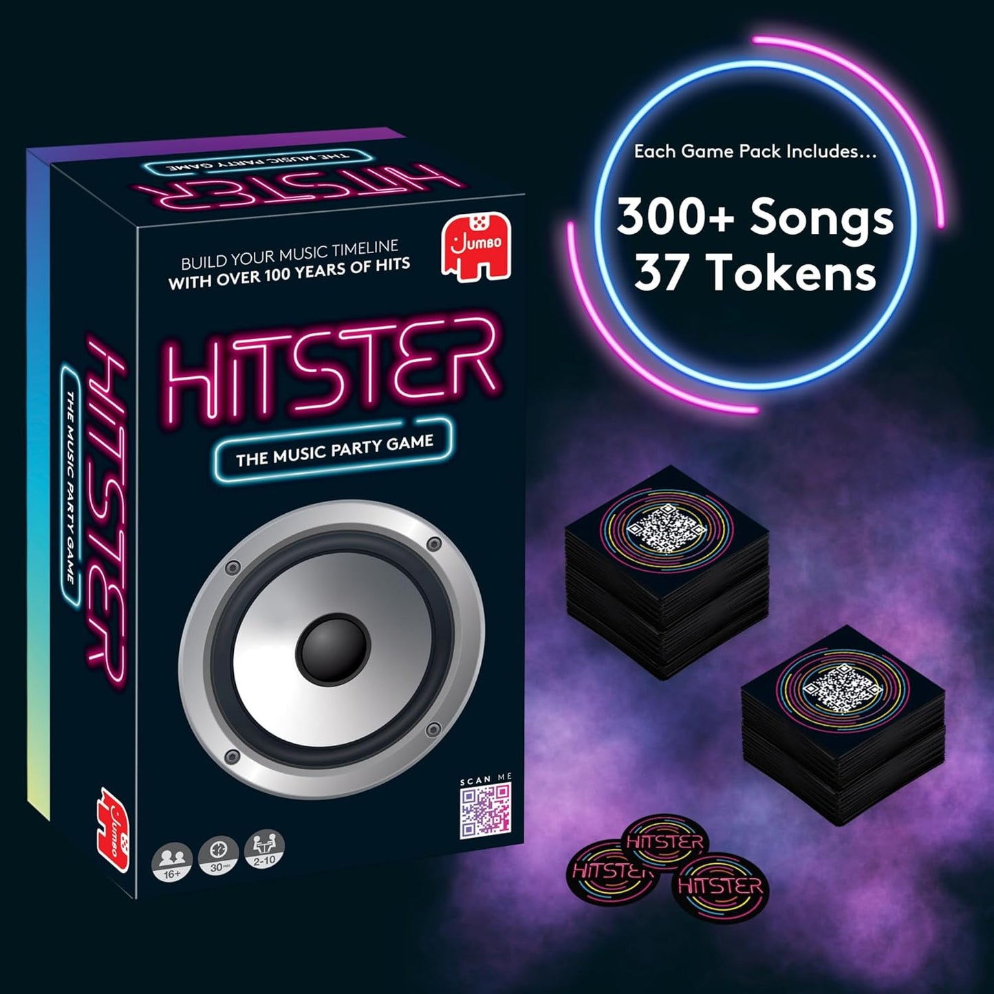 Hitster - The Music Party Board Game, Card Game, Fun Music Quiz Game, 2-10 Players - 300+ Iconic Music Hits - Great For Game Nights, Date Nights, Parties, Adult and Family Games - Jumbo (UK Edition)