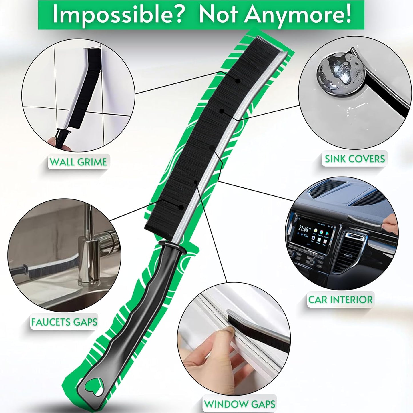 JOHN ELIA Crevice Cleaning Brush UK 3 Pcs Multifunctional Bathroom Cleaning Brushes For Small Spaces With Long Magic Brush Cleaner Grout Cleaner Brush - Groove Gaps Cleaning Brush - Cleaning Tool