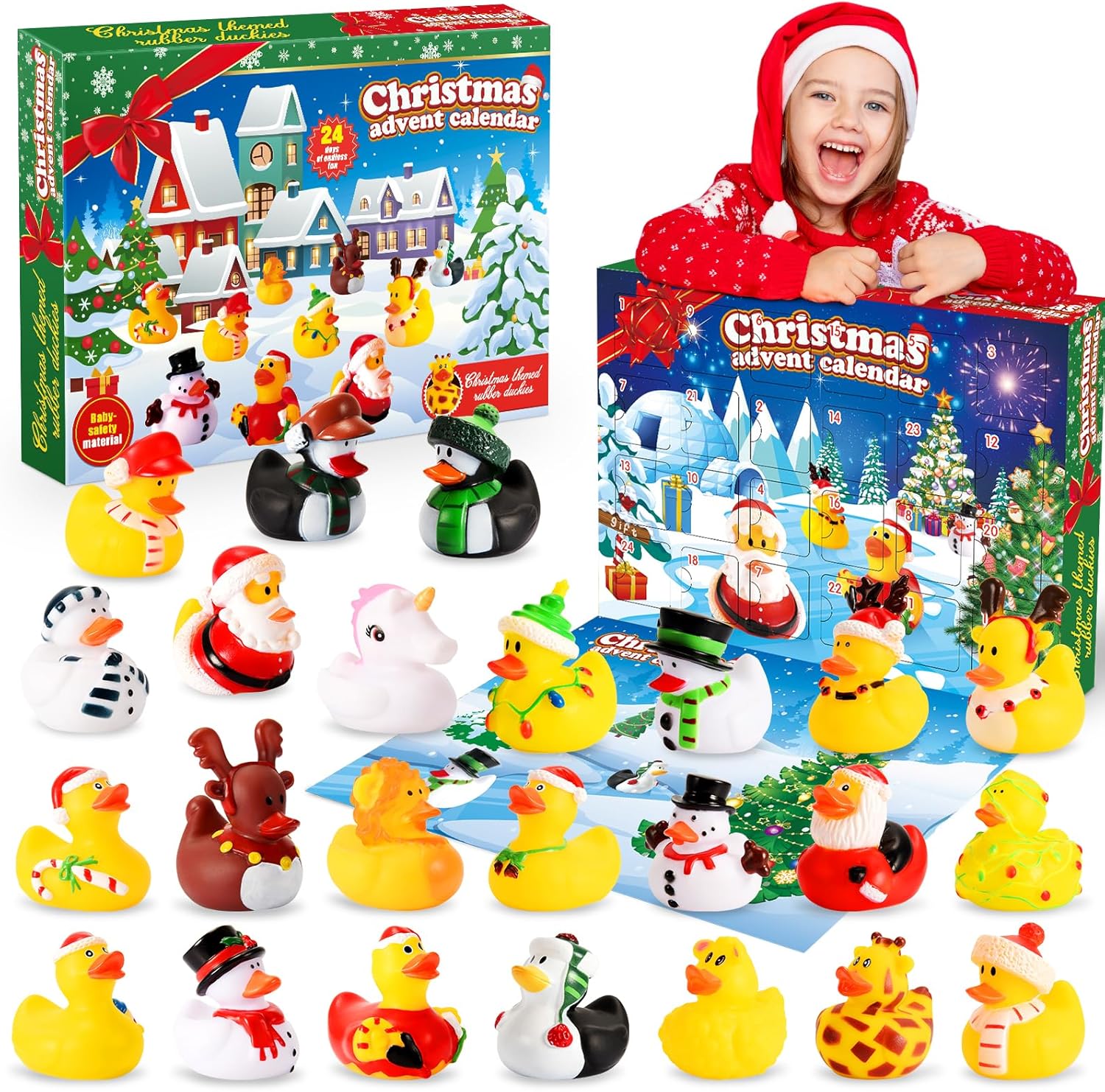Gralal Advent Calendar 2025 Kids, Rubber Duck Bath Toys 24 Days Christmas Countdown Calendar 2025 Christmas Xmas Gifts for Kids Eve Gifts for 3-9 Year Old Girls Toys for 3-10 Year Old Boys