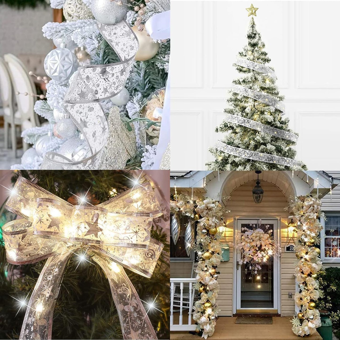 Christmas Tree Lights, 19ft/6m 60 LED Christmas Tree Ribbon Waterproof Fairy Lights Christmas Decorations Curtain Lights Hanging Fairy Lights for Bedroom Wall Garden Patio Christmas Tree Decorations