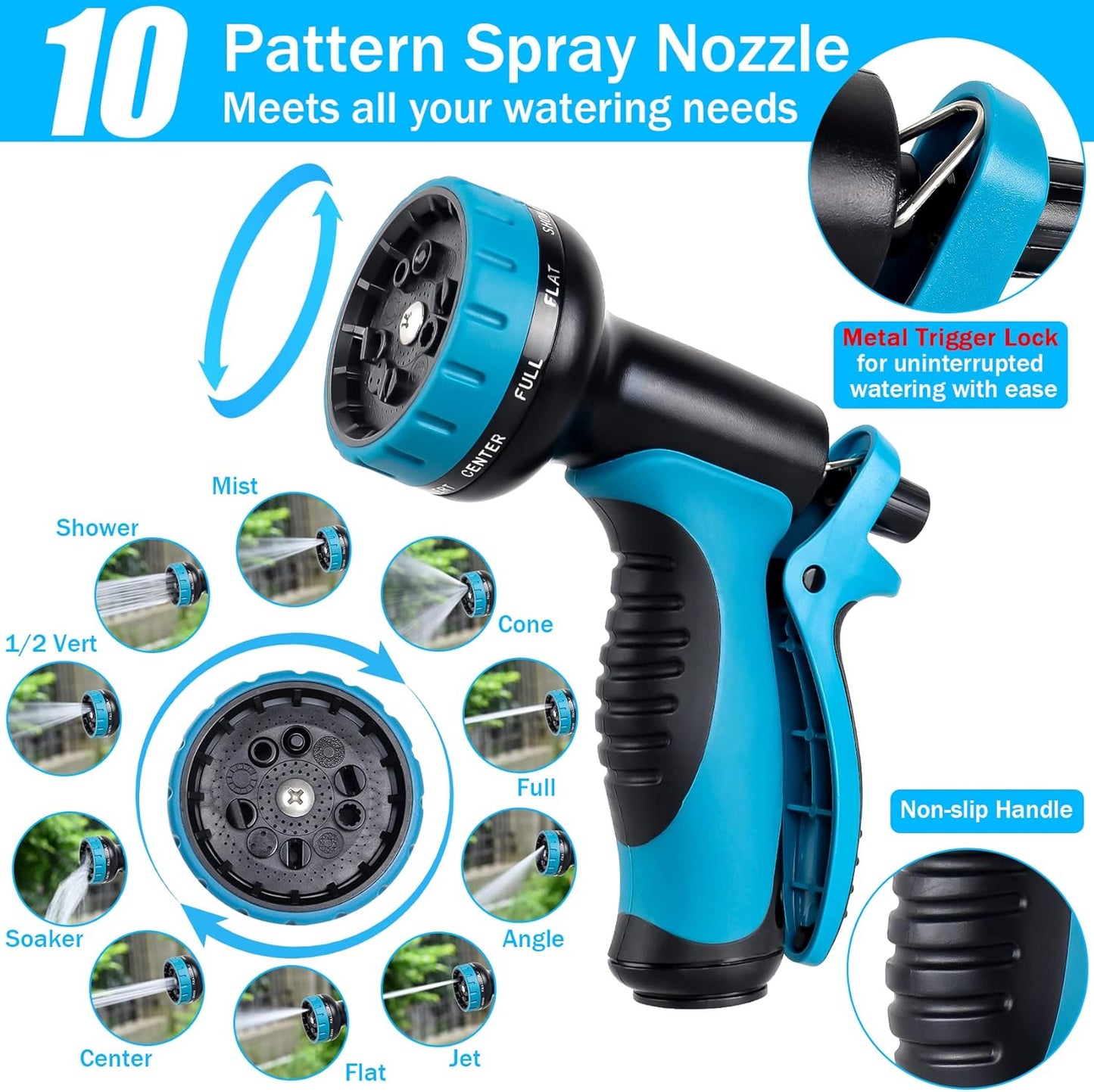 Expandable Garden Hose Pipe 30m 100ft, Hosepipes for Garden Water Hose with 10 Functions Spray Gun, 3/4" 1/2" Connector, Expanding Magic Hose Retractable Flexible Garden Hose for Gardening Car Washing