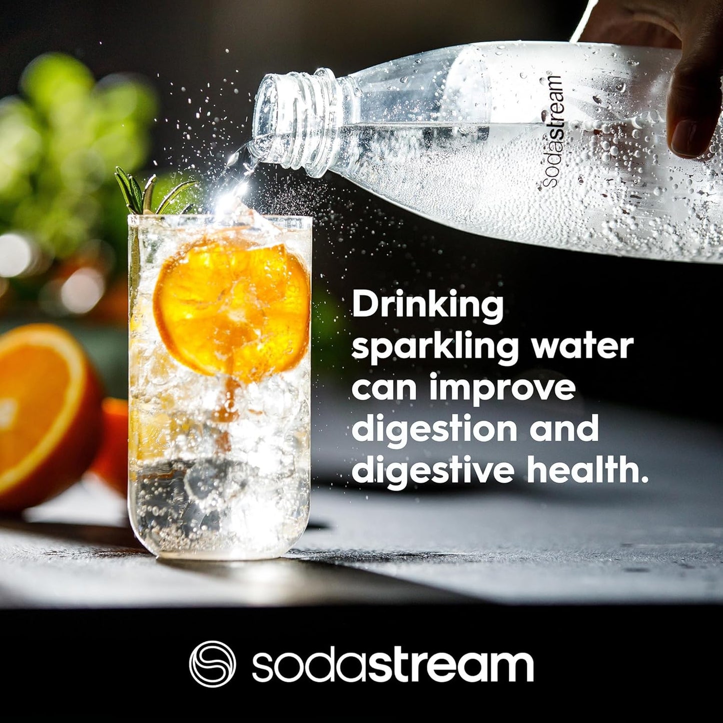 SodaStream 1 Litre Slim Reusable Dishwasher Safe Water Bottles Pack of 2 for Spirit, Terra, Art and Source Sparkling Water Makers for SodaStream Flavours - 2x 1 Litre Water, Black