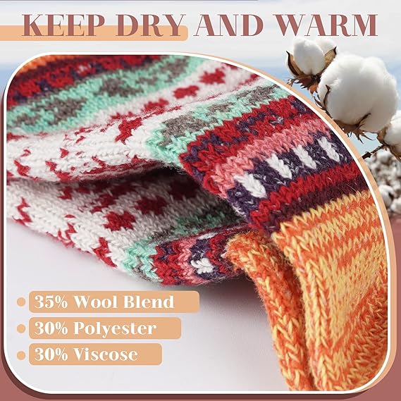 Christmas Gifts for Women Thermal Socks, 5 PCS Winter Warm Ladies Sock 4-7, Xmas Presents for Mum Daughter Grandma Nanny Teenage Girls Sister, Secret Santa Gift for Her Wife Womens Stocking Fillers
