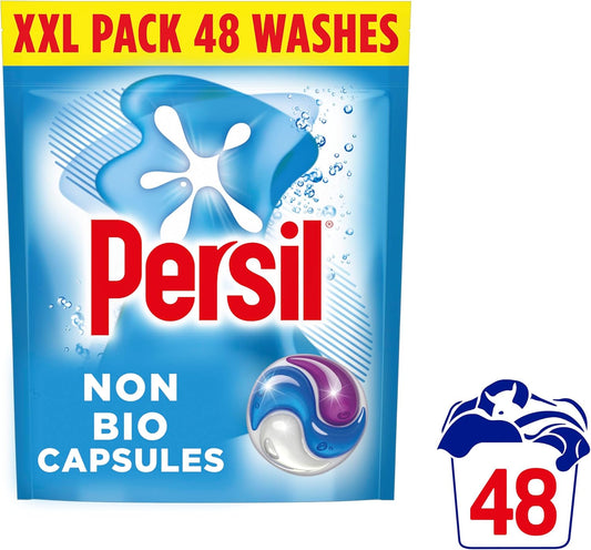 Persil Non Bio 3 in 1 Washing Capsules laundry capsules gentle next to sensitive skin for outstanding stain removal in quick & cold washes 48 washes