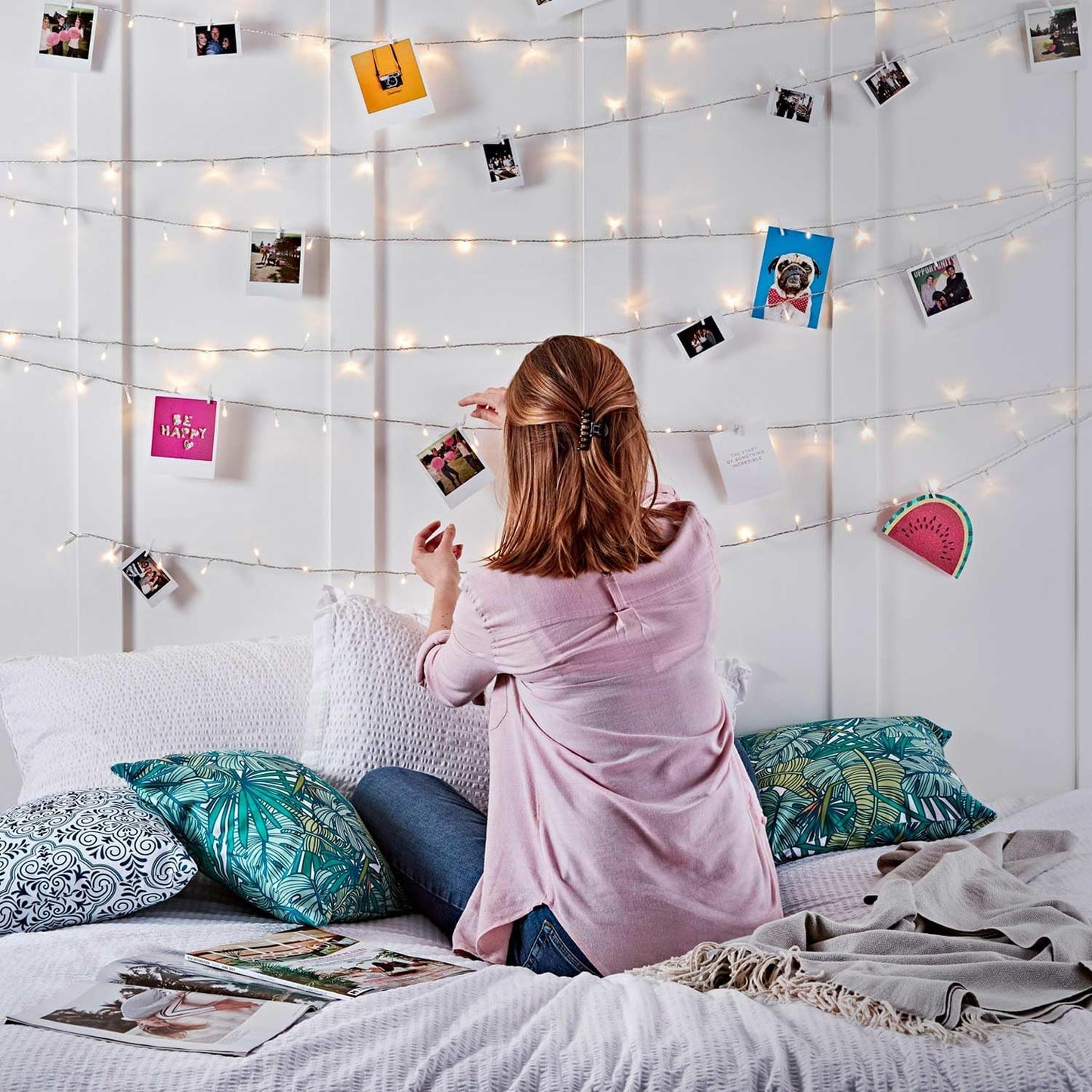 Lights4fun 8m String Lights 100 LED Warm White Fairy Lights Clear Cable with Rocker Switch Plug in Mains Powered Remote Control and Timer Indoor Bedroom Party Wedding Decoration