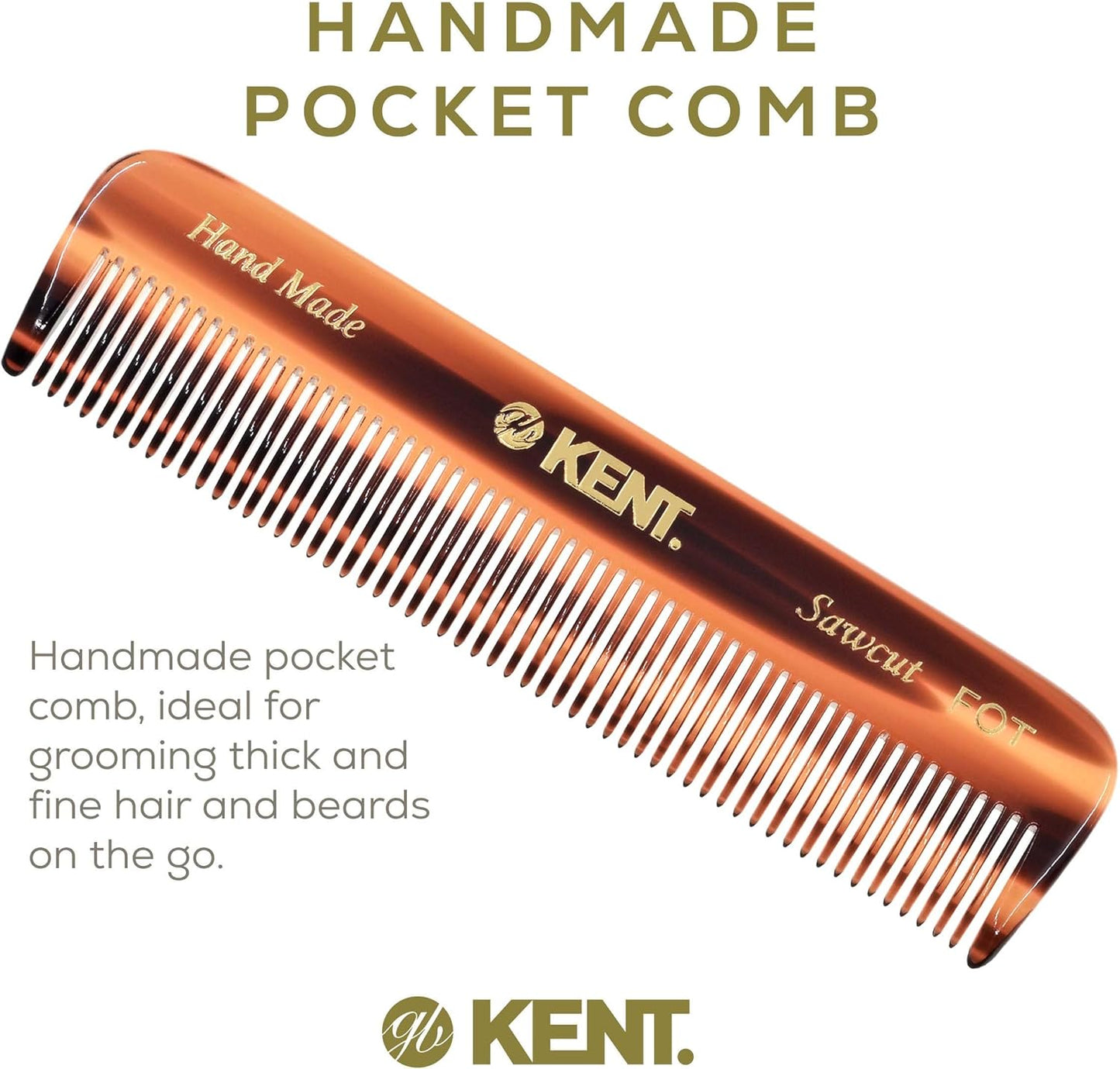 Kent Handmade Coarse/Fine Toothed Styling Pocket Comb, Length-11.2 cm