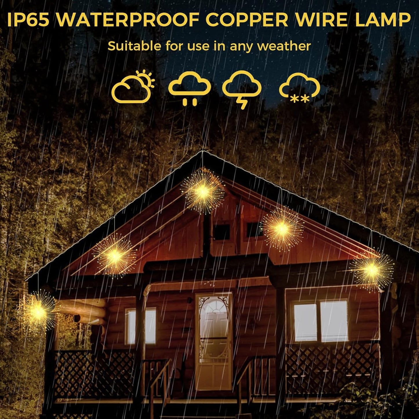 CNMTCCO Christmas Fairy Lights, 4 Pack Hanging USB Firework Lights 480pcs led 8 Modes,Globe Waterproof Copper Wire Lights,Suitable for Home Christmas Halloween Outdoor Party Backyard Decoration