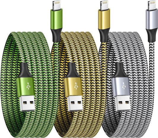 iPhone Charger Cable 1.8M 3Pack, Apple Charger MFi Certified Lightning Cable Nylon Braid iPhone Fast Charging cord Compatible With iPhone 14 13 12 11 XS XR X Pro Max Mini 8 7 6S 6 Plus 5S SE