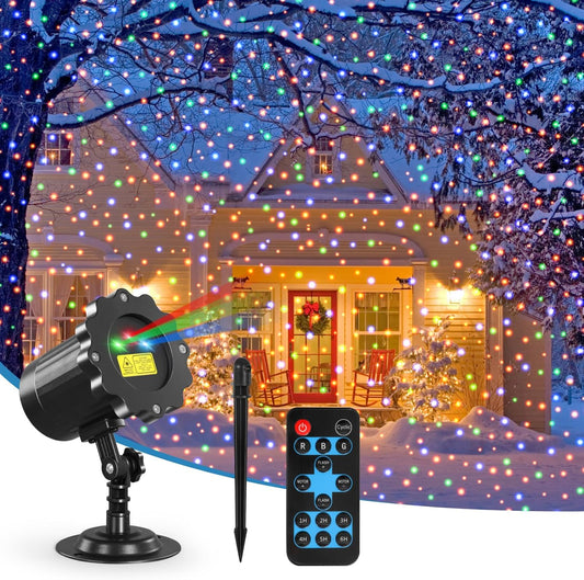 Christmas Projector Lights Outdoor – 3-Colour Moving Star Laser Projector with Remote Control, Waterproof IP65 Garden Light Display for Xmas, Holiday & Party Decorations (16.5ft Cord)