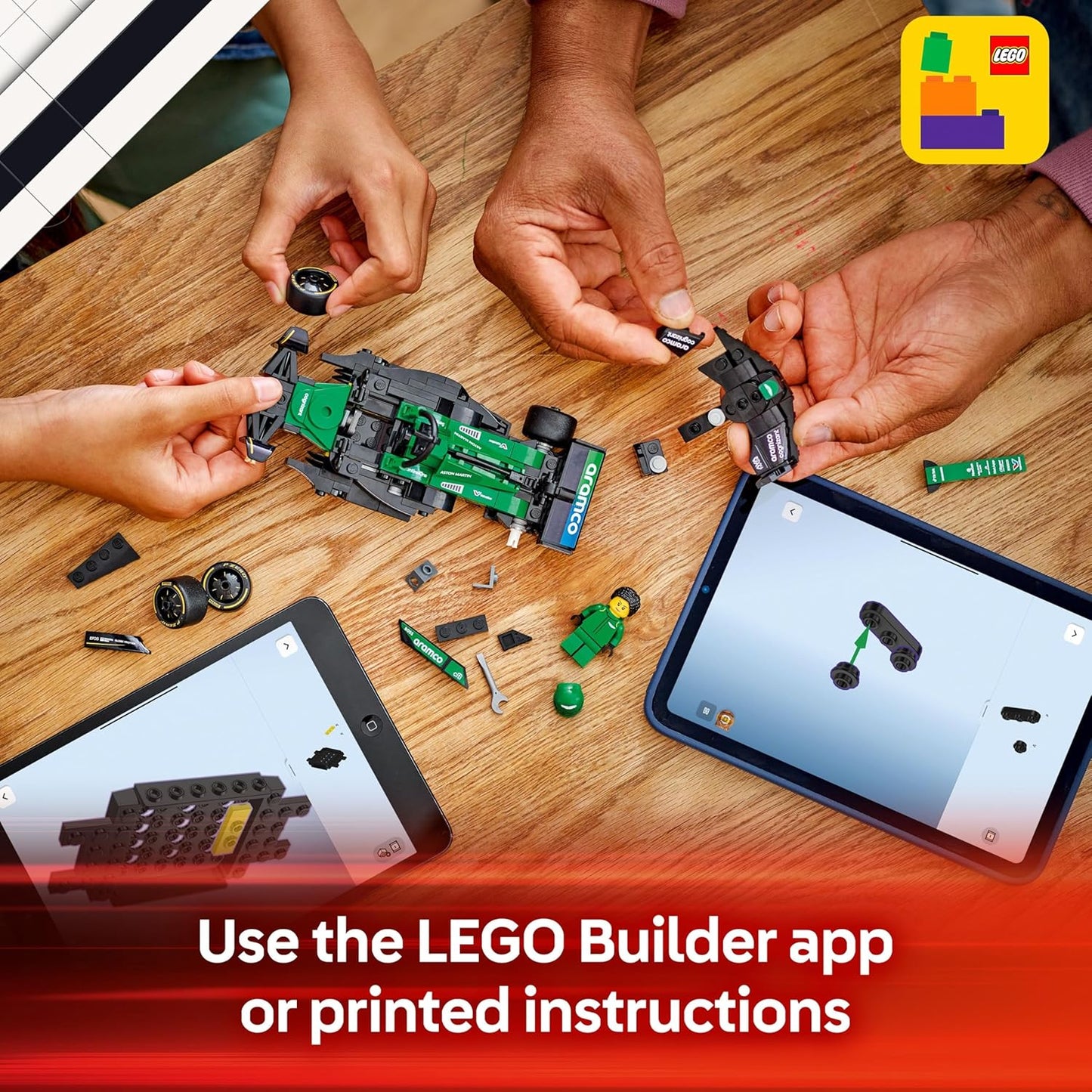 LEGO Speed Champions Aston Martin Aramco F1 AMR24 Race Car Toy with a Collectible Formula 1 Driver Minifigure - Model Kits for 10+ Year Old Boys & Girls or Adult Motorsport Fans 77245