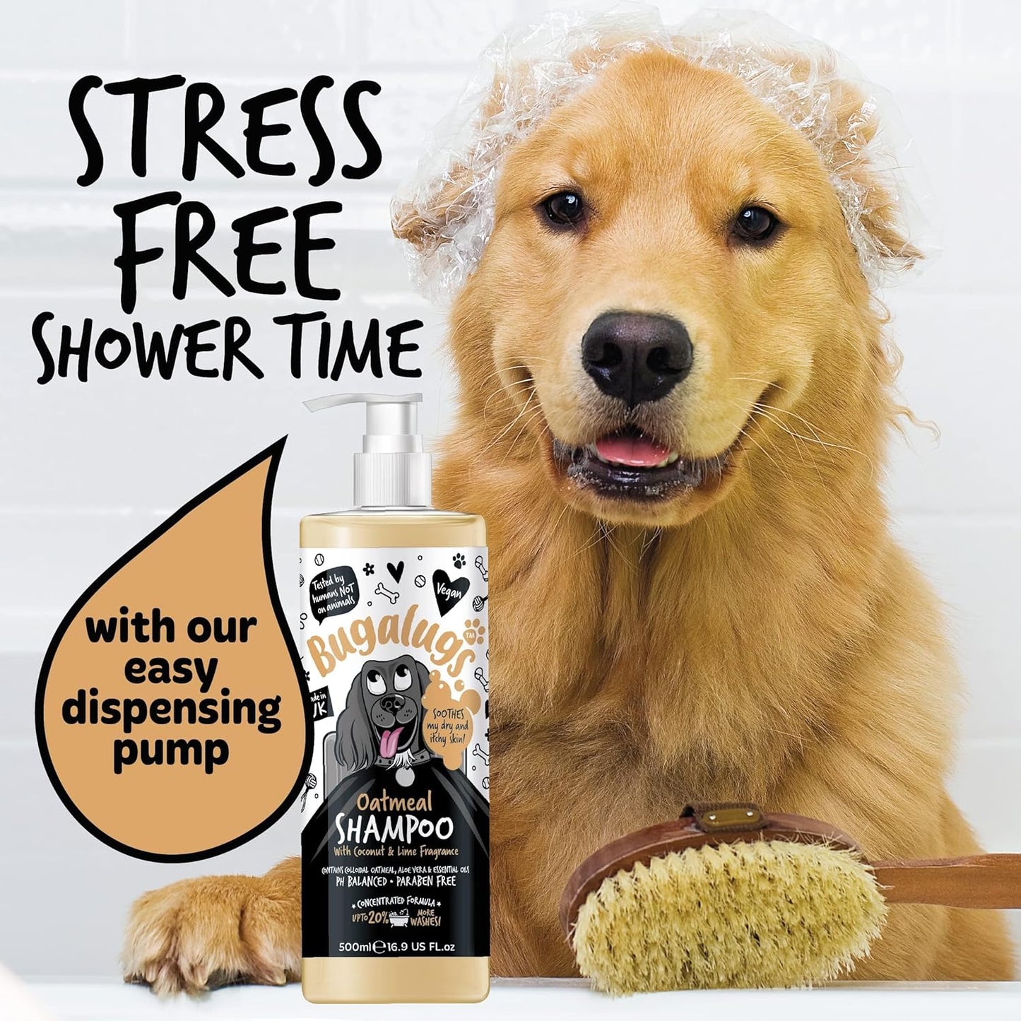 Itchy Dog Shampoo with Oatmeal & Aloe Vera Dog professional Vegan dog grooming products for smelly dogs with fragrance can use as puppy shampoo (500ml)