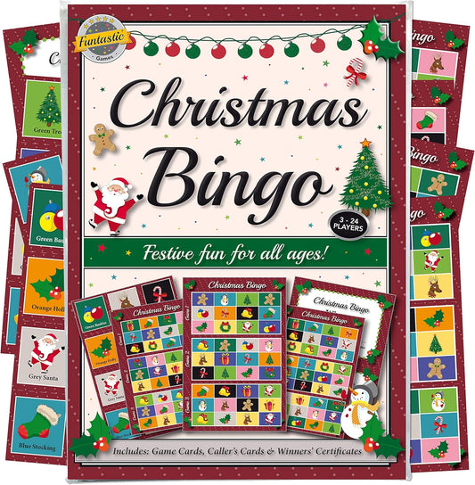 Christmas Party Bingo Game. A fun entertaining activity idea for family, friends, office party, clubs or pubs -novelty secret santa gift or stocking/xmas eve box filler.