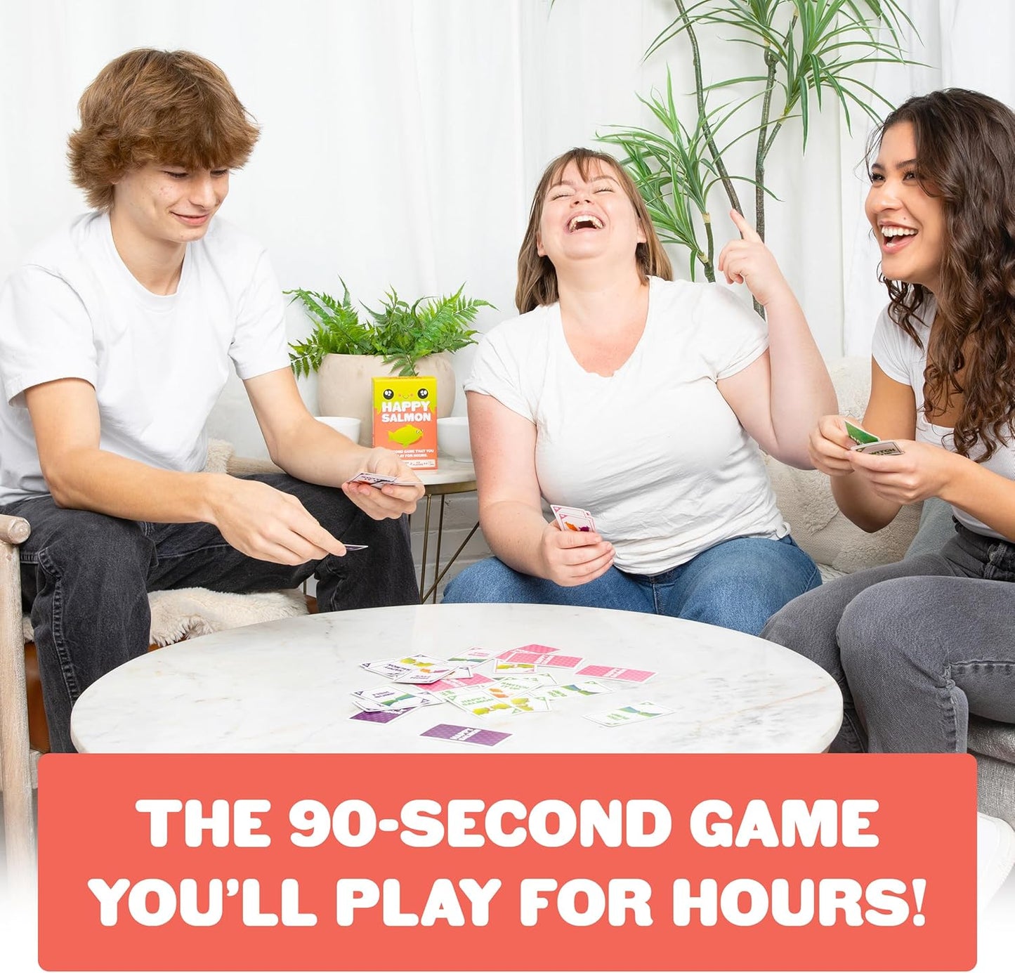 Exploding Kittens Happy Salmon - 3-8 Players - Ages 6+ - 90 Second Rounds - Easy to Learn Quick Matching Card Game - Ideal for Party, Family Game Night, Kid and Adult