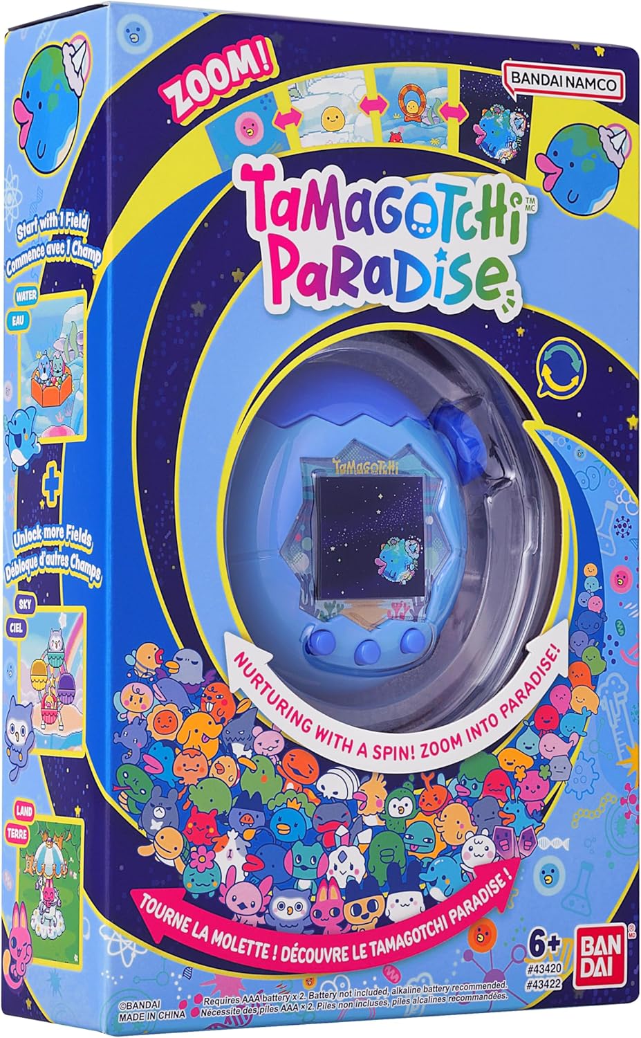 Bandai Tamagotchi Paradise Digital Pet Blue Water Shell | Evolved Electronic Pet Toy With Zooming Worlds | Tamagotchi Paradise Virtual Pets For Kids And Adults Make Fun Gifts For Girls And Boys
