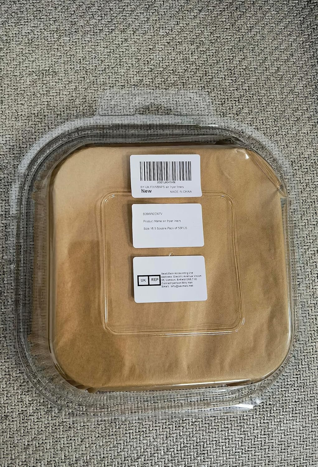 BYKITCHEN Air Fryer Parchment Paper Liner, 50PCS Square Air Fryer Liners Disposable, Greaseproof Paper, Compatible with COSORI, Ninja, Tefal, Russell Hobbs Fryers (Unbleached)