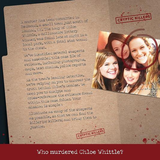 Cryptic Killers Unsolved murder mystery game - Cold Case Files Investigation Detective clues/evidence - Solve the crime - For individuals, date nights & party groups - Murder of a millionaire
